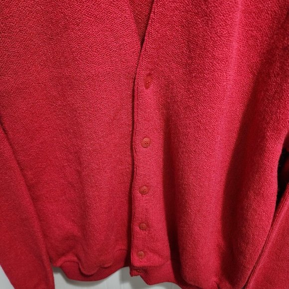 Vtg SEARS Kings Road Reddish-Pink Alpaca Wool Blend Knit LS Cardigan Sweater L - Picture 6 of 7